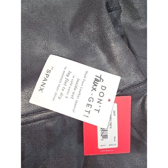 NWT Spanx Women's Black Faux Leather Stretch Shaping Slimming Leggings Sz L 2602 - Picture 9 of 10